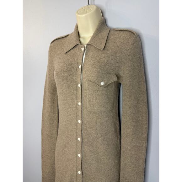 Rag & bone Ribbed Collar Button Down Sweater Midi Dress Beige Women's S - Picture 2 of 11
